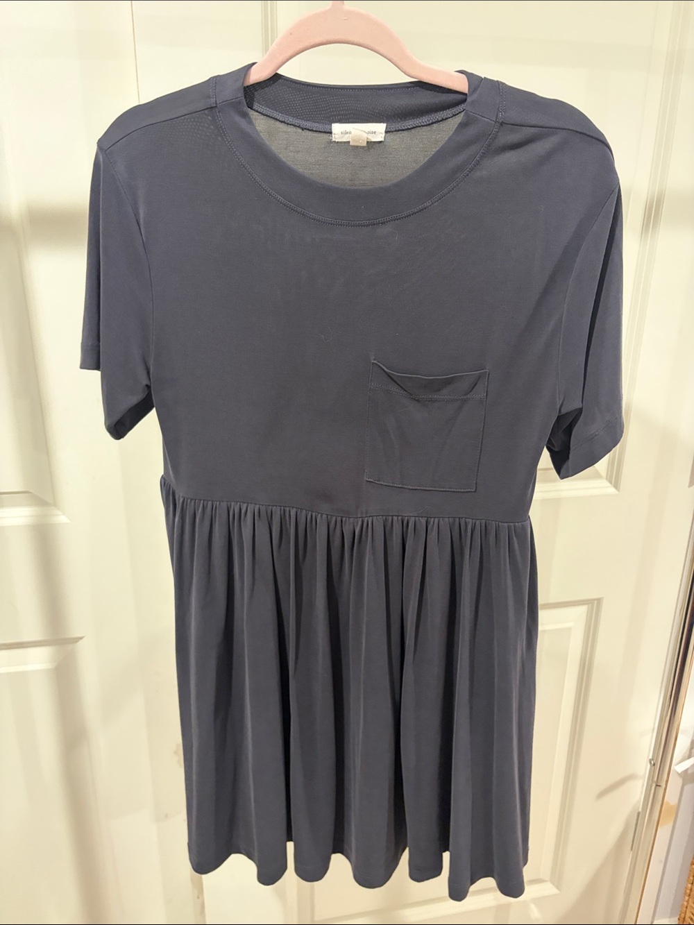 silence + noise Slate Blue Short Sleeve Peplum Pocket Tunic